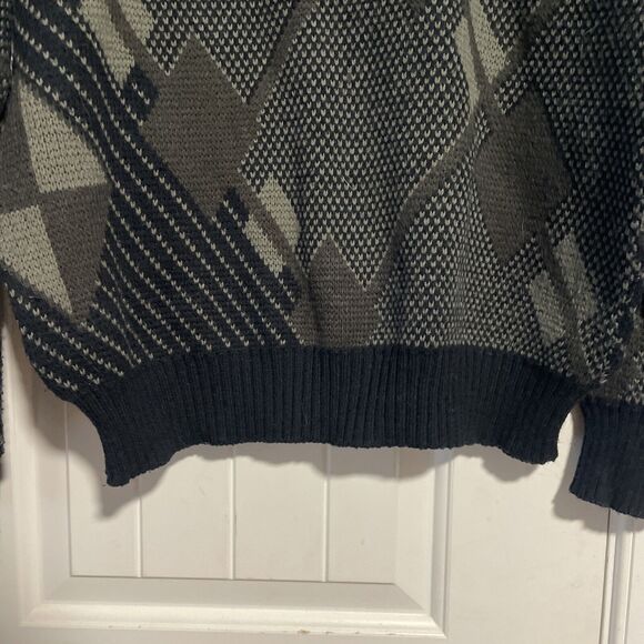 Oakton Limited Mens Size L Black Gray Faux Leather Sweater - Picture 6 of 6